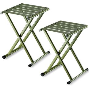 Menkxi 2 Pcs Camping Stool 17.8" Height Portable Folding Stool Heavy Duty Lightweight Chair Foldable Camping Seat Hold up to 600 Lbs for Outdoor Walking Hiking Fishing Hunting Travel Gardening, Green in Kuwait