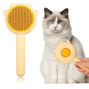 Fuyamp Pet Hair Cleaner Brush,Cat Grooming Brush,Self Cleaning Comb with Release Button for Removes Tangles Loose Fur for Short or Long Haired Cats and Dogs in Kuwait