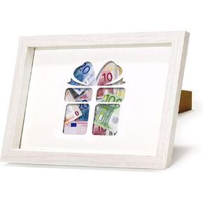 Christmas Money Gift Picture Frame,Wooden Money Frame Creative Birthday Gifts Money Gift Frame,A5 Wood Frame Money Gift Idea for Baby Shower Girls Boys Friends Family Photo Frame 6.7x9.0 inch (gift) in Kuwait