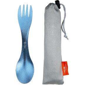 TiTo Titanium Outdoor Camping Picnic Titanium Spoon Tableware Titanium Alloy Fork Ultralight Pure Titanium Spork in Kuwait