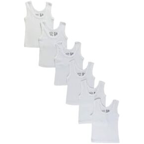 Bambini Rib Knit White Sleeveless Tank Top Shirt 6-Pack by Miracle USA in Kuwait
