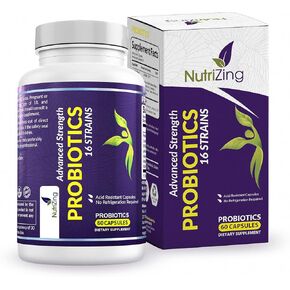 NutriZing البروبيوتيك النباتي لصحة الجهاز الهضمي - 30 مليار CFU و16 سلالة - Bifidobacterium & Lactobacillus Probiotics للرجال والنساء - مكمل غذائي بروبيوتيك متأخر الإطلاق لصحة الأمعاء in Kuwait