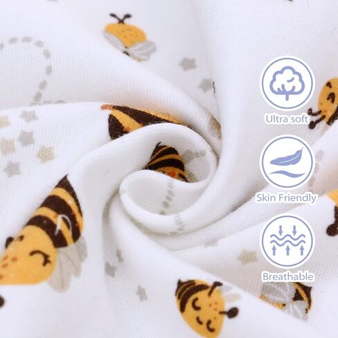 كيس نوم للأطفال بأرجل، كيس نوم للأطفال بدون أكمام TOG 0.5، بطانية ناعمة يمكن ارتداؤها بدون أقدام، كيس نوم مصنوع من القطن بنسبة 100% للأطفال الصغار الأولاد والبنات (أبيض، نحل، L(3T-4T)) in Kuwait