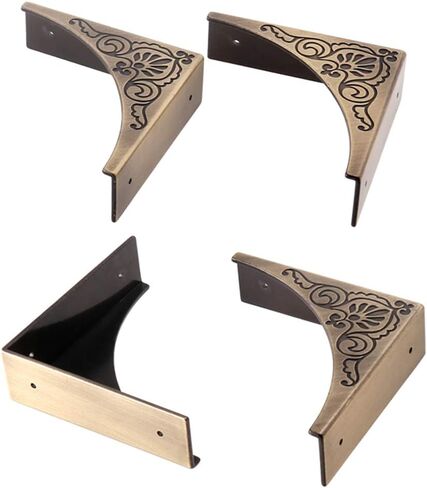 Metal Corner Protector, 4 Pcs Antique Edge Safety Guard Cabinet Furniture Corner Bumpers,Table Corner Protectors,Cover Damaged Corners on Coffee Table (Black) in Saudi Arabia