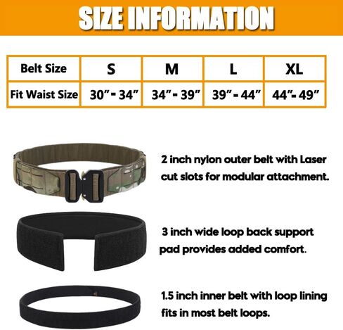 KRYDEX Tactical Battle Belt 2 Inch Quick Release MOLLE Combat Belt with Inner Belt & Back Support Pad in Saudi Arabia