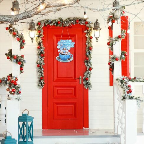 Christmas Door Sign Plaque Christmas Party Decoration Gnome Decor Winter Coffee Cup Snowflake Door Hanger Christmas Wall Decor Snuggle up Gnomies It's Cold Outside Home Decor Outdoors in Kuwait