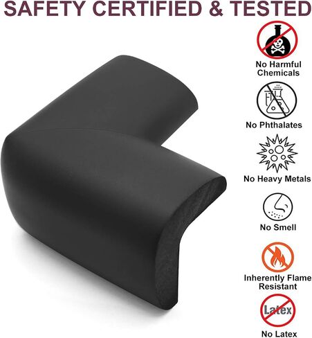 Baby Proofing Edge Corner Protector, 20.5 ft (18.1ft Edge + 8 Corners) Baby Proof Corner Guards,Thick Table Bumper Guard, 3M Pre-Taped Corners, Soft Rubber Foam Guard Heavy-Duty Black in Kuwait