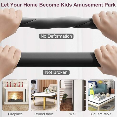 Baby Proofing Edge Corner Protector, 20.5 ft (18.1ft Edge + 8 Corners) Baby Proof Corner Guards,Thick Table Bumper Guard, 3M Pre-Taped Corners, Soft Rubber Foam Guard Heavy-Duty Black in Kuwait
