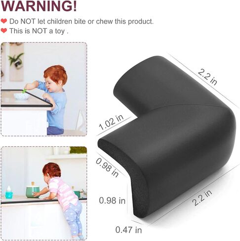 Baby Proofing Edge Corner Protector, 20.5 ft (18.1ft Edge + 8 Corners) Baby Proof Corner Guards,Thick Table Bumper Guard, 3M Pre-Taped Corners, Soft Rubber Foam Guard Heavy-Duty Black in Kuwait