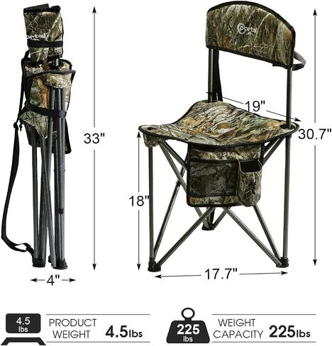 Portal Extra Large Quick Folding Tripod Stool with Backrest Fishing Camping Chair with Carry Strap in Kuwait