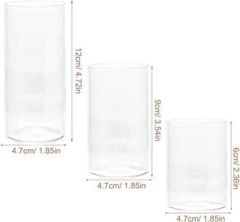 جارنيك غطاء حامل شموع زجاجي شفاف من 3 قطع، غطاء انبوب حامل شموع اسطواني، غطاء انبوبي لتزيين طاولة المنزل in Kuwait