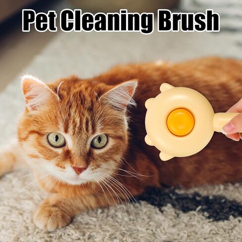 Fuyamp Pet Hair Cleaner Brush,Cat Grooming Brush,Self Cleaning Comb with Release Button for Removes Tangles Loose Fur for Short or Long Haired Cats and Dogs in Kuwait