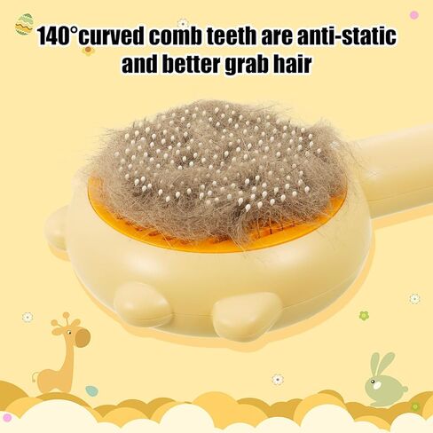 Fuyamp Pet Hair Cleaner Brush,Cat Grooming Brush,Self Cleaning Comb with Release Button for Removes Tangles Loose Fur for Short or Long Haired Cats and Dogs in Kuwait