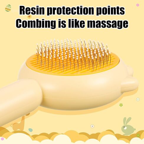 Fuyamp Pet Hair Cleaner Brush,Cat Grooming Brush,Self Cleaning Comb with Release Button for Removes Tangles Loose Fur for Short or Long Haired Cats and Dogs in Kuwait