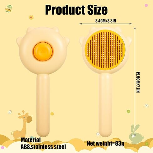 Fuyamp Pet Hair Cleaner Brush,Cat Grooming Brush,Self Cleaning Comb with Release Button for Removes Tangles Loose Fur for Short or Long Haired Cats and Dogs in Kuwait