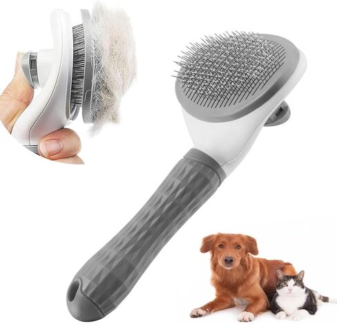 Cat Grooming Brush with Release Button Gently Removes Loose Undercoat, Cat Dog Brush for Shedding, Self Cleaning Slicker Brush Cat Comb, Pet Masage Tool for Short or Long Hair Indoor Cats in Saudi Arabia