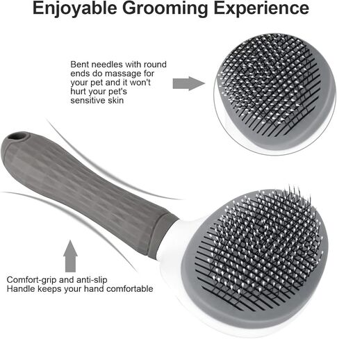 Cat Grooming Brush with Release Button Gently Removes Loose Undercoat, Cat Dog Brush for Shedding, Self Cleaning Slicker Brush Cat Comb, Pet Masage Tool for Short or Long Hair Indoor Cats in Saudi Arabia