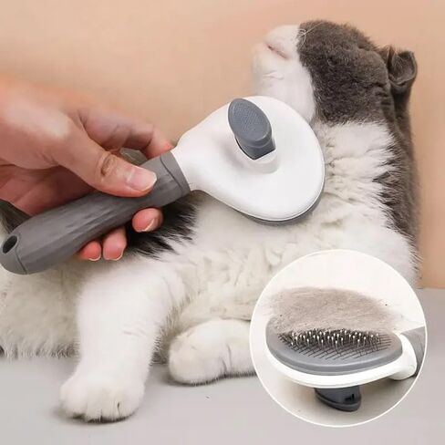 Cat Grooming Brush with Release Button Gently Removes Loose Undercoat, Cat Dog Brush for Shedding, Self Cleaning Slicker Brush Cat Comb, Pet Masage Tool for Short or Long Hair Indoor Cats in Saudi Arabia