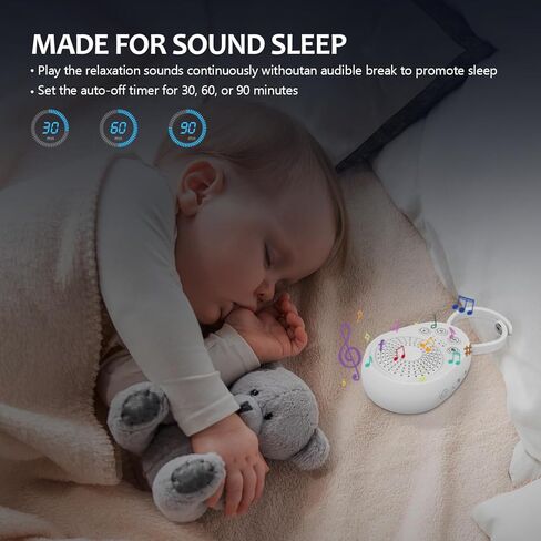 الة ضوضاء بيضاء - الة صوت محمولة للاطفال والبالغين، قابلة لاعادة الشحن بمنفذ USB، 20 صوت مهدئ مع مؤقت، خاصية الغاء الضوضاء للمكتب والنوم، علاج صوتي للمنزل والسفر، هدية التسجيل in Kuwait