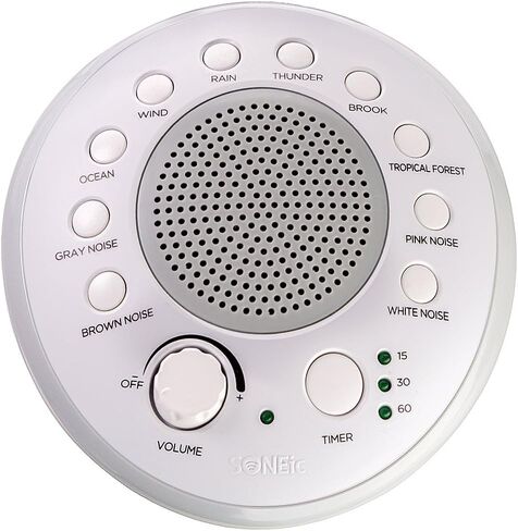 SONEic - Sleep, Relax and Focus Sound Machine. 10 Soothing White Noise and Natural Sound Tracks, with Timer Option. Crystal Clear Quality Sound Speaker & Headphone Jack. USB or Battery Powered - White in Saudi Arabia