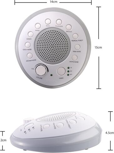 SONEic - Sleep, Relax and Focus Sound Machine. 10 Soothing White Noise and Natural Sound Tracks, with Timer Option. Crystal Clear Quality Sound Speaker & Headphone Jack. USB or Battery Powered - White in Saudi Arabia