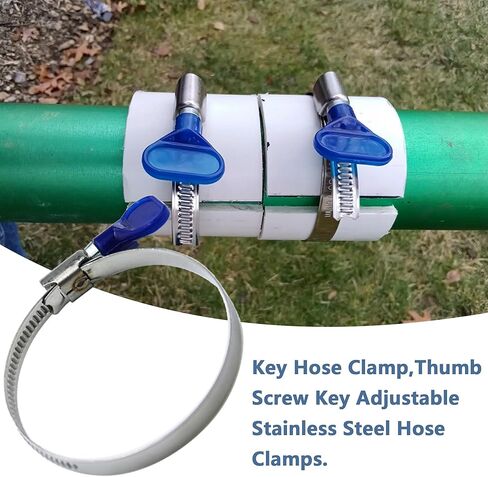70127 2-1/2 Inch Key Hose Clamp,Thumb Screw Key Adjustable Stainless Steel Hose Clamps,Pipe Clamp,RV Clamp, Worm Gear Clamp Fits for Dryer Vent Hose,Air Ducting,Fuel Line,Plumbing(10 Pcs) in Kuwait