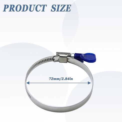 70127 2-1/2 Inch Key Hose Clamp,Thumb Screw Key Adjustable Stainless Steel Hose Clamps,Pipe Clamp,RV Clamp, Worm Gear Clamp Fits for Dryer Vent Hose,Air Ducting,Fuel Line,Plumbing(10 Pcs) in Kuwait
