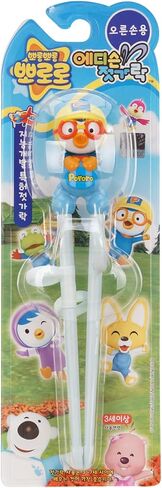 Pororo Kids Training Chopsticks for Toddler Edison Non Slip Right handed Baby Training for Beginners with Silicone Rings 3 years and up in Saudi Arabia