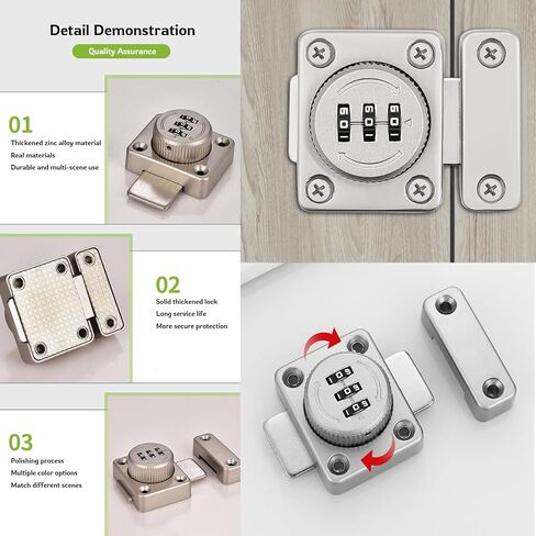 Combination Lock with Passcode 3 Digit Zinc Alloy Material Keyless Entry Rotating Bolt Baby Safty Ideal for Your Personal Belongings Like Suitcases Storage Lockers Shoe Cabinets Closet in Kuwait