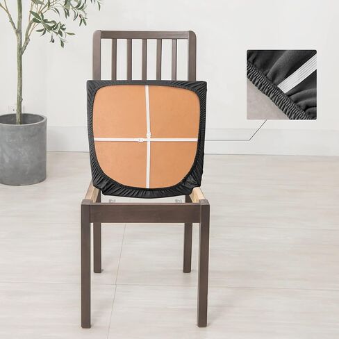 FORCHEER PU Dining Chair Seat Cover Set of 6 Waterproof Dining Chair Covers Leather Chair seat Covers for Dining Room Removable Washable Chair Seat Slipcovers Protector Rear(PU-Black) in Saudi Arabia