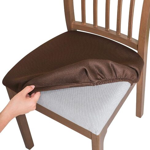 FORCHEER PU Dining Chair Seat Cover Set of 6 Waterproof Dining Chair Covers Leather Chair seat Covers for Dining Room Removable Washable Chair Seat Slipcovers Protector Rear(PU-Black) in Saudi Arabia