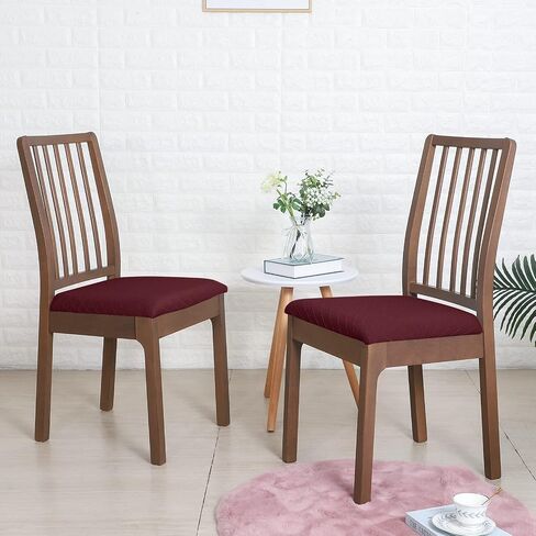 FORCHEER PU Dining Chair Seat Cover Set of 6 Waterproof Dining Chair Covers Leather Chair seat Covers for Dining Room Removable Washable Chair Seat Slipcovers Protector Rear(PU-Black) in Saudi Arabia