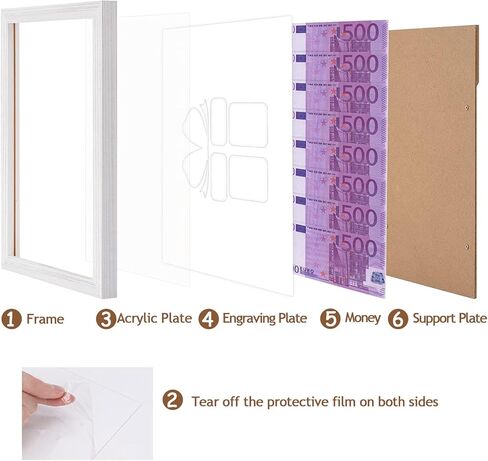 Christmas Money Gift Picture Frame,Wooden Money Frame Creative Birthday Gifts Money Gift Frame,A5 Wood Frame Money Gift Idea for Baby Shower Girls Boys Friends Family Photo Frame 6.7x9.0 inch (gift) in Kuwait