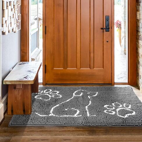 Merelax Indoor Door Mat Entryway Rug, Large Front Door Mats for Dogs, Water Absorbent Mat for Muddy Shoes Dog Paws, Washable Welcome Mat, Non Slip Dog Floor Mats for Entrance, Back Door, 48x30, Black in Kuwait