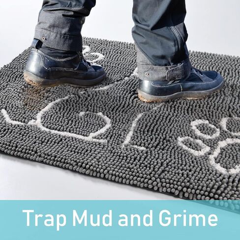 Merelax Indoor Door Mat Entryway Rug, Large Front Door Mats for Dogs, Water Absorbent Mat for Muddy Shoes Dog Paws, Washable Welcome Mat, Non Slip Dog Floor Mats for Entrance, Back Door, 48x30, Black in Kuwait