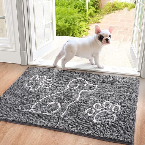 Merelax Indoor Door Mat Entryway Rug, Large Front Door Mats for Dogs, Water Absorbent Mat for Muddy Shoes Dog Paws, Washable Welcome Mat, Non Slip Dog Floor Mats for Entrance, Back Door, 48x30, Black in Kuwait