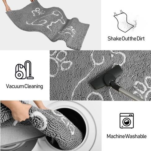 Merelax Indoor Door Mat Entryway Rug, Large Front Door Mats for Dogs, Water Absorbent Mat for Muddy Shoes Dog Paws, Washable Welcome Mat, Non Slip Dog Floor Mats for Entrance, Back Door, 48x30, Black in Kuwait