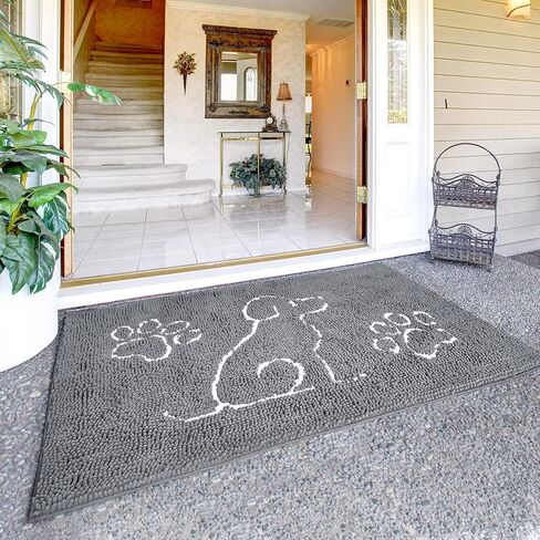 Merelax Indoor Door Mat Entryway Rug, Large Front Door Mats for Dogs, Water Absorbent Mat for Muddy Shoes Dog Paws, Washable Welcome Mat, Non Slip Dog Floor Mats for Entrance, Back Door, 48x30, Black in Kuwait