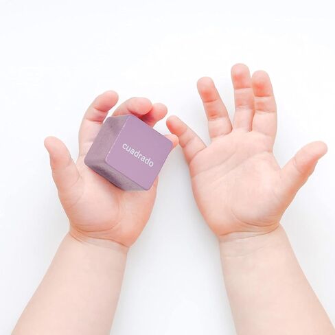 مكعب فرز ثنائي اللغة للأشكال الذكية - ألعاب مكعبة للأنشطة لتعلم الأطفال الصغار باللغتين الإنجليزية والإسبانية - مكعبات ملونة في صندوق فرز بأشكال خشبية - لغز تعليمي للأطفال من سن 12 شهرًا فما فوق in Kuwait