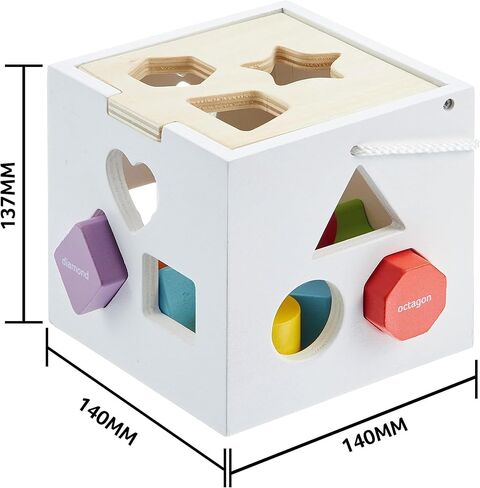 مكعب فرز ثنائي اللغة للأشكال الذكية - ألعاب مكعبة للأنشطة لتعلم الأطفال الصغار باللغتين الإنجليزية والإسبانية - مكعبات ملونة في صندوق فرز بأشكال خشبية - لغز تعليمي للأطفال من سن 12 شهرًا فما فوق in Kuwait