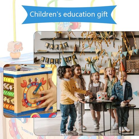 LMYzhijia ألعاب خشبية مكعبة للأنشطة 5 في 1 لعبة خشبية للأطفال هدية عيد ميلاد أول طفل تنموي تعليمي ألعاب للأولاد 36 شهرًا حتى ألعاب مونتيسوري مع فارز على شكل متاهة من الخرز in Kuwait