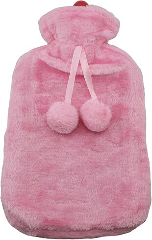 Classic Rubber Hot Water Bottle with Soft Plush Fleece Cover 2000ml (67 fl. oz) Soothing Heat Therapy for Pain Relief for Neck and Shoulders Feet Warmer Menstrual Cramps Stomach Aches (Multi Hearts) in Saudi Arabia