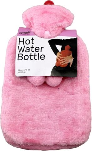 Classic Rubber Hot Water Bottle with Soft Plush Fleece Cover 2000ml (67 fl. oz) Soothing Heat Therapy for Pain Relief for Neck and Shoulders Feet Warmer Menstrual Cramps Stomach Aches (Multi Hearts) in Saudi Arabia