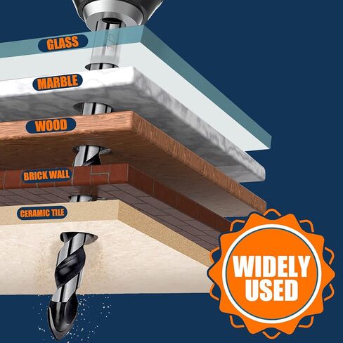 مجموعة لقم مثقاب خرساني من 10 قطع (1/8 انش - 1/2 انش)، رؤوس مثقاب احترافية من الكربيد للزجاج والبلاستيك الصلب والاسمنت والطوب والخشب والبلاط in Kuwait