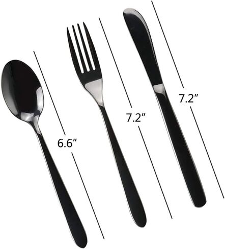 طقم أدوات سفرة من الفولاذ المقاوم للصدأ من Vababa 3 قطع أسود للسفر، أدوات مائدة للتخييم مع حقيبة حمل in Kuwait