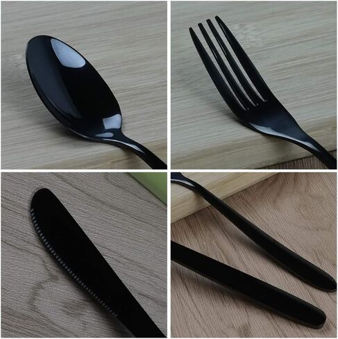 طقم أدوات سفرة من الفولاذ المقاوم للصدأ من Vababa 3 قطع أسود للسفر، أدوات مائدة للتخييم مع حقيبة حمل in Kuwait