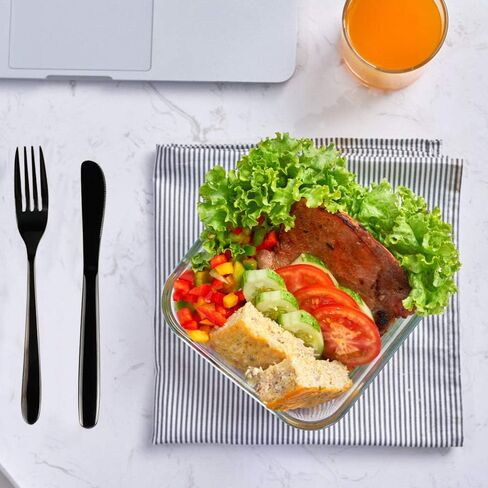 طقم أدوات سفرة من الفولاذ المقاوم للصدأ من Vababa 3 قطع أسود للسفر، أدوات مائدة للتخييم مع حقيبة حمل in Kuwait