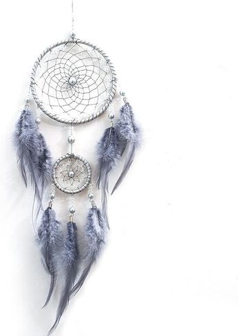 SMANSNAY Dream Catchers Wall Decor, Pure Hand-Woven Dream Catcher Decoration for Boys Girls Bedroom/Home, Wedding Blessing Gift 23.6" Length (Pearl White) in Kuwait