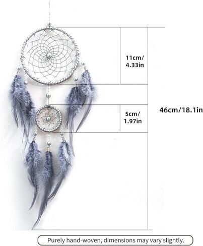 SMANSNAY Dream Catchers Wall Decor, Pure Hand-Woven Dream Catcher Decoration for Boys Girls Bedroom/Home, Wedding Blessing Gift 23.6" Length (Pearl White) in Kuwait