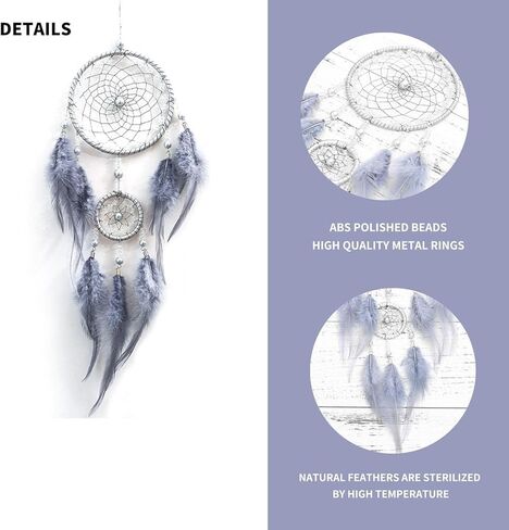 SMANSNAY Dream Catchers Wall Decor, Pure Hand-Woven Dream Catcher Decoration for Boys Girls Bedroom/Home, Wedding Blessing Gift 23.6" Length (Pearl White) in Kuwait